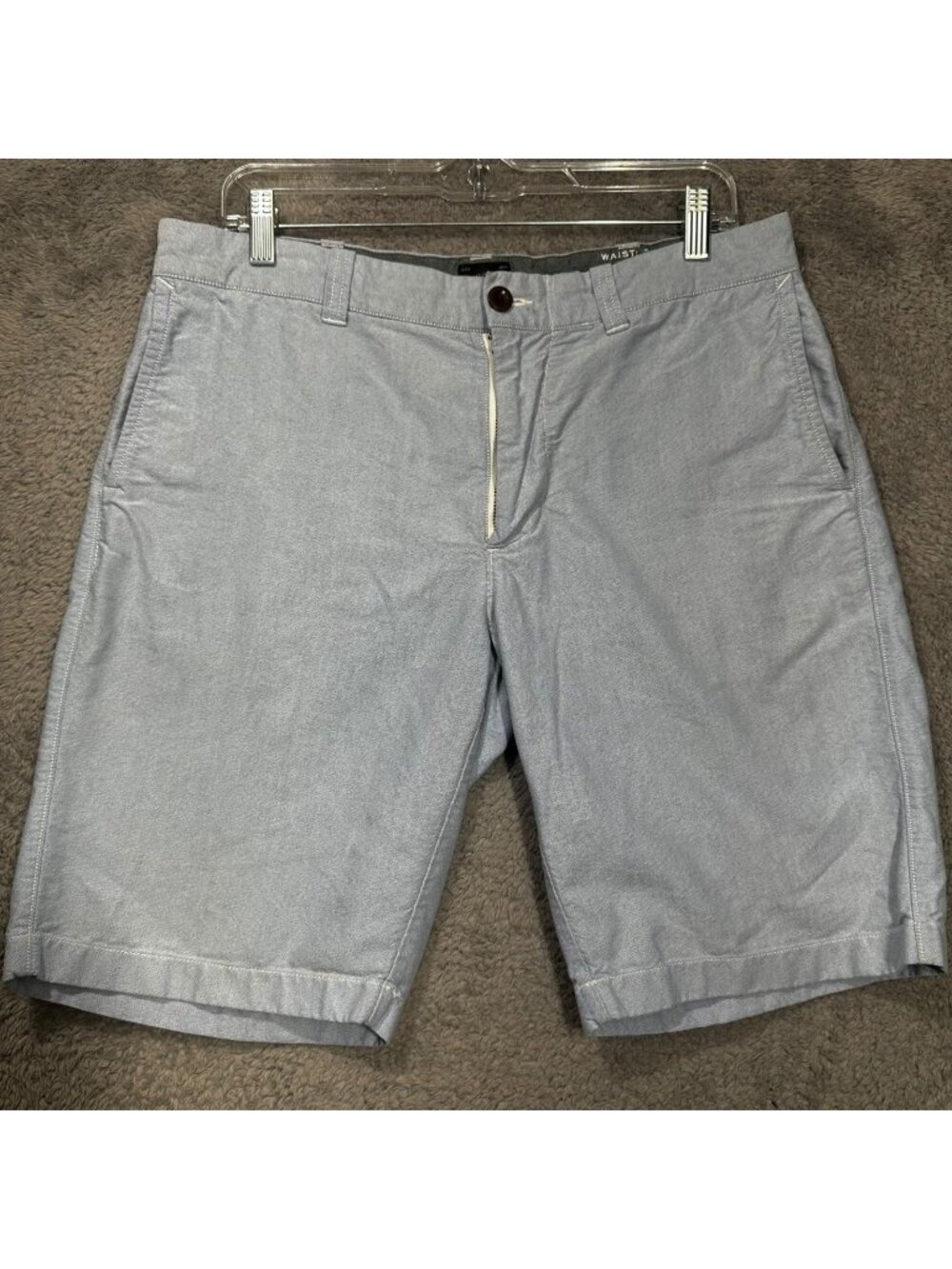J.Crew Chino Shorts Mens 33 Light Blue Oxford Cotton 10.5 Inseam Casual Preppy